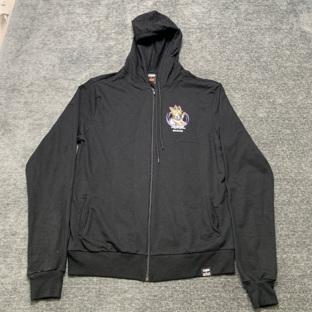 Bench Yu-Gi-Oh! Hoodie Mens Small Black Cotton Dark Wash Graphic Full Zip Hiking